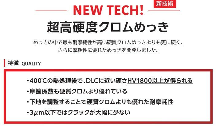 超高硬度クロムめっき（サン工業独自開発）
